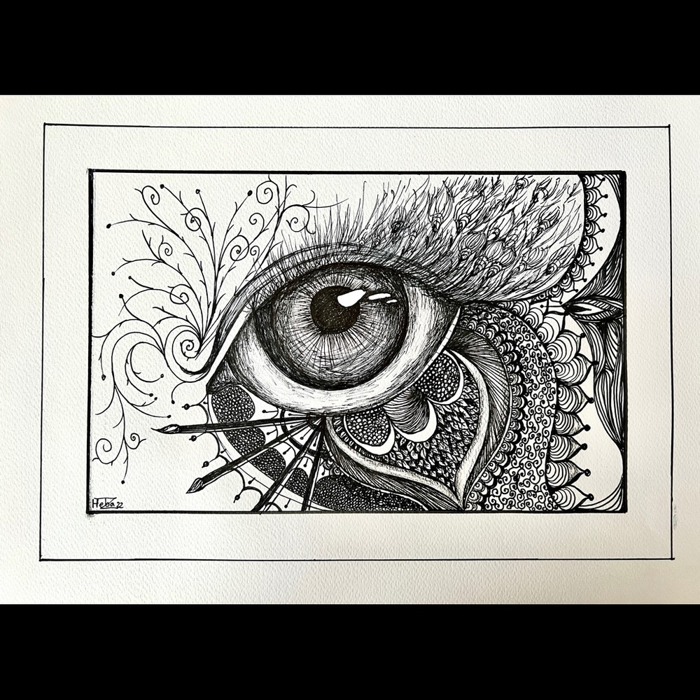 Abstract black and white line drawings Eye